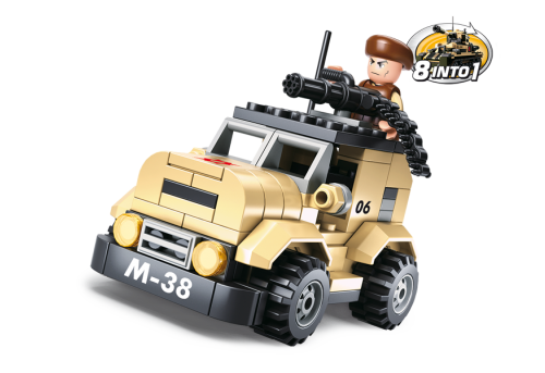 M38-B0587A - Sluban - Army Patrol Car - 101 PCS - Display Sluban Army Patrol Car - 101 PCS